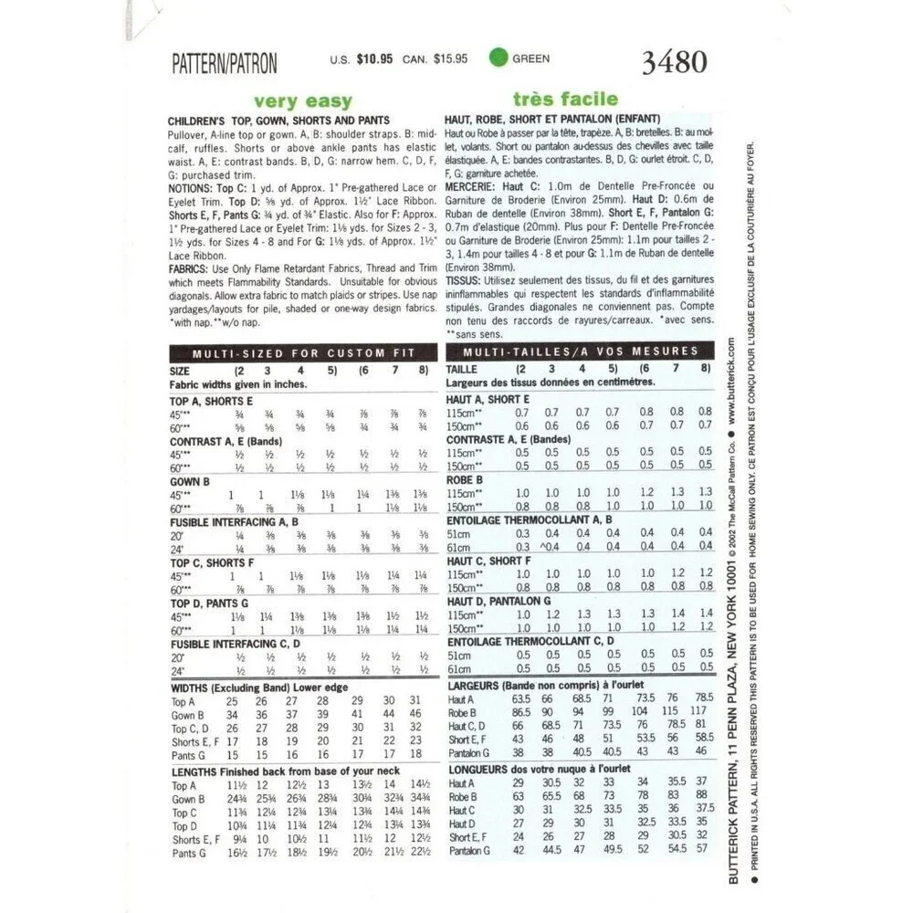 Butterick sewing pattern